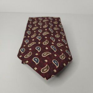 Today's Man Men's Pure Silk Tie Made in Italy Red W/ Paisley Design